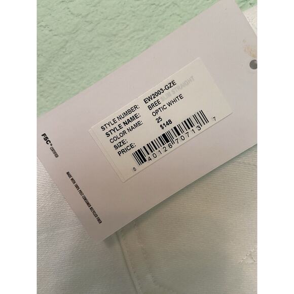 Edwin Women’s 25 Optic White Bree Crop Slim Straight Premium Jeans 25x26 - Picture 3 of 6